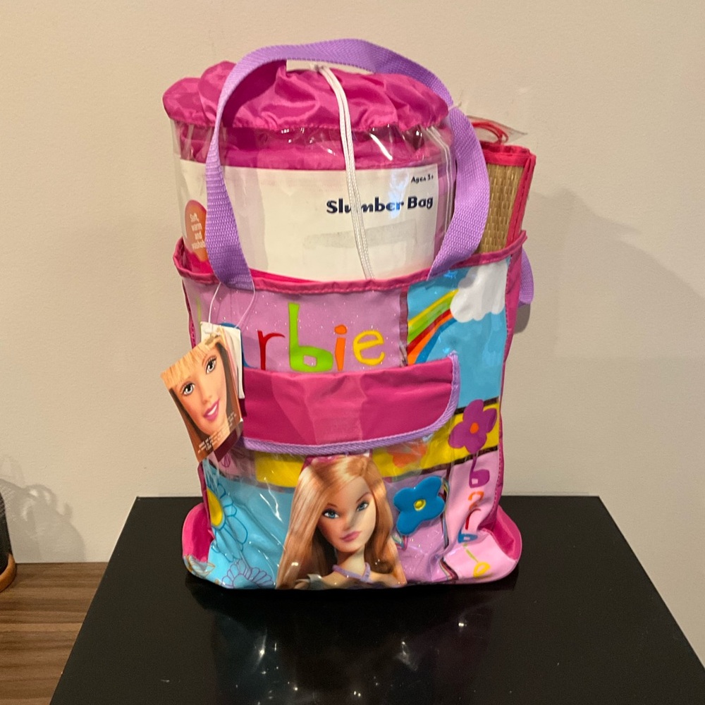 NIP Barbie Pink Kids Sleeping Bag Set